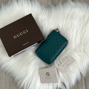 ❌sold❌GUCCI Micro Guccissima Zip Around Small Compact Key Holder Card Holder